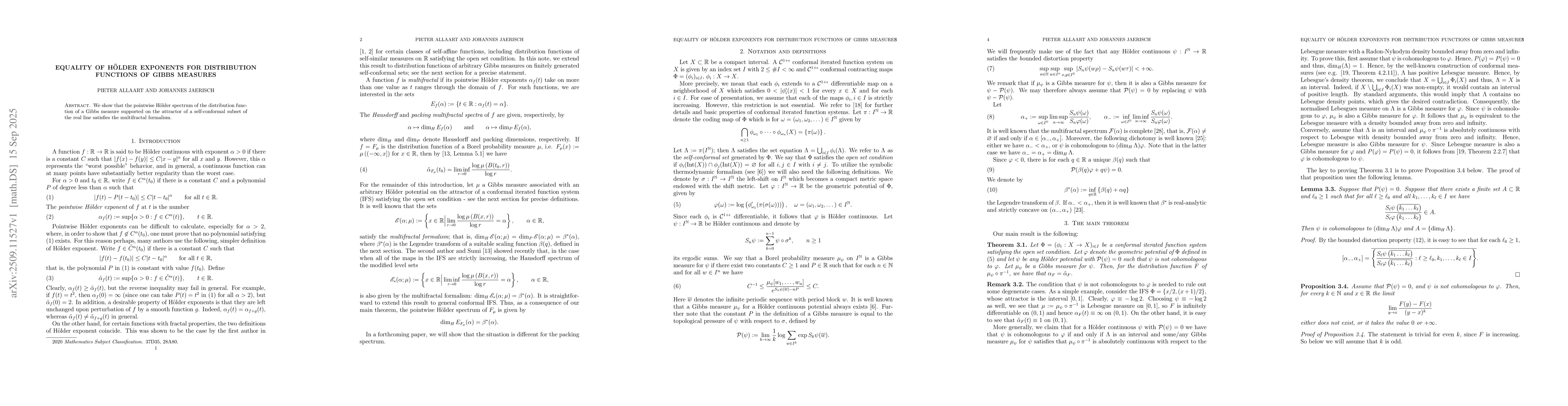 Thumbnail for Equality of Hölder exponents for distribution functions of Gibbs
  measures