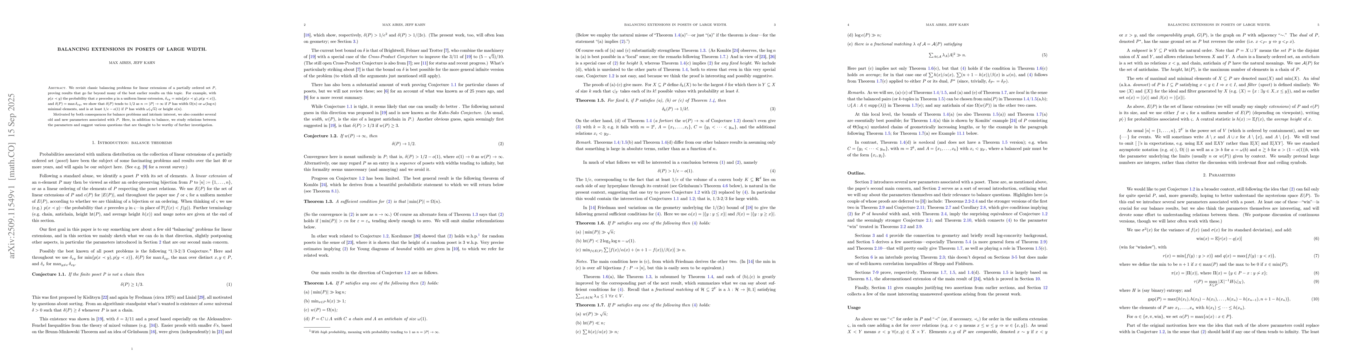 Thumbnail for Balancing Extensions in Posets of Large Width