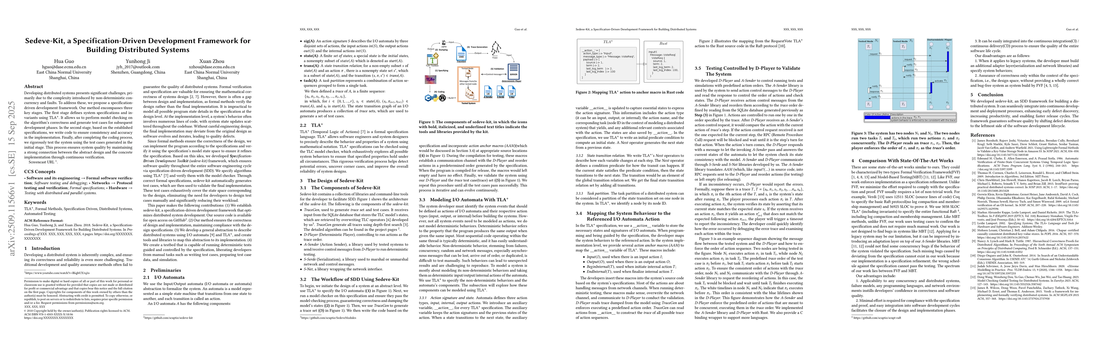 Thumbnail for Sedeve-Kit, a Specification-Driven Development Framework for Building
  Distributed Systems