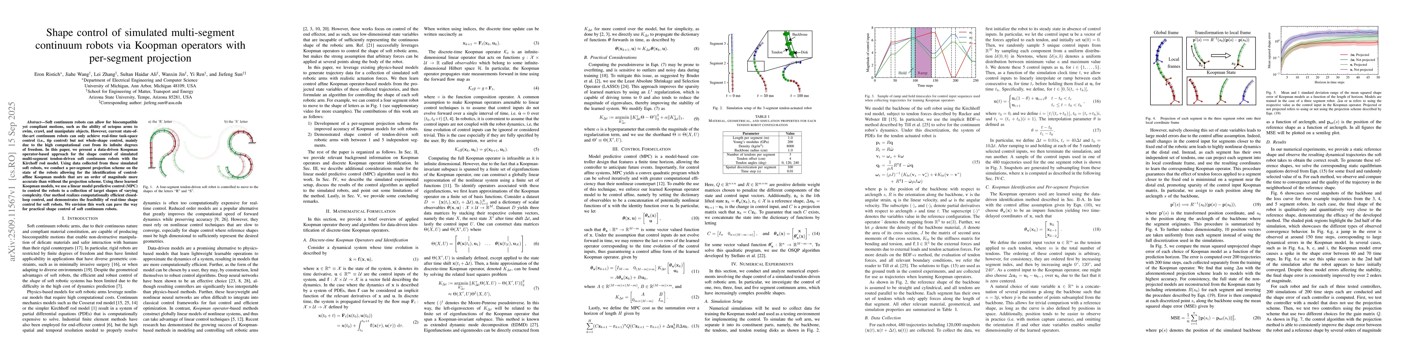 Thumbnail for Shape control of simulated multi-segment continuum robots via Koopman
  operators with per-segment projection