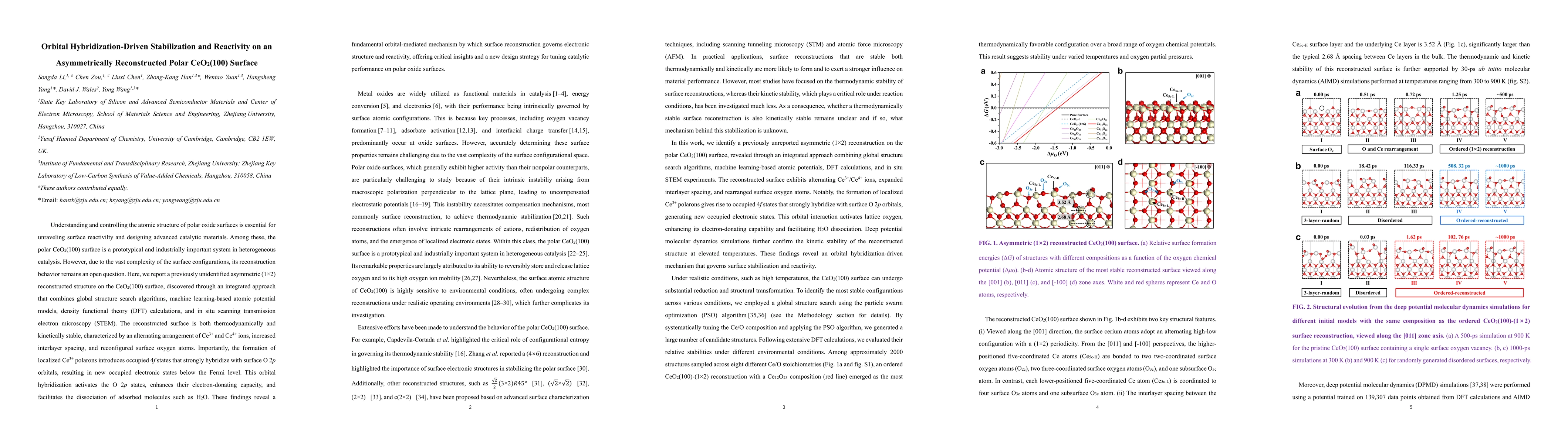 Thumbnail for Orbital Hybridization-Driven Stabilization and Reactivity on an
  Asymmetrically Reconstructed Polar CeO2(100) Surface