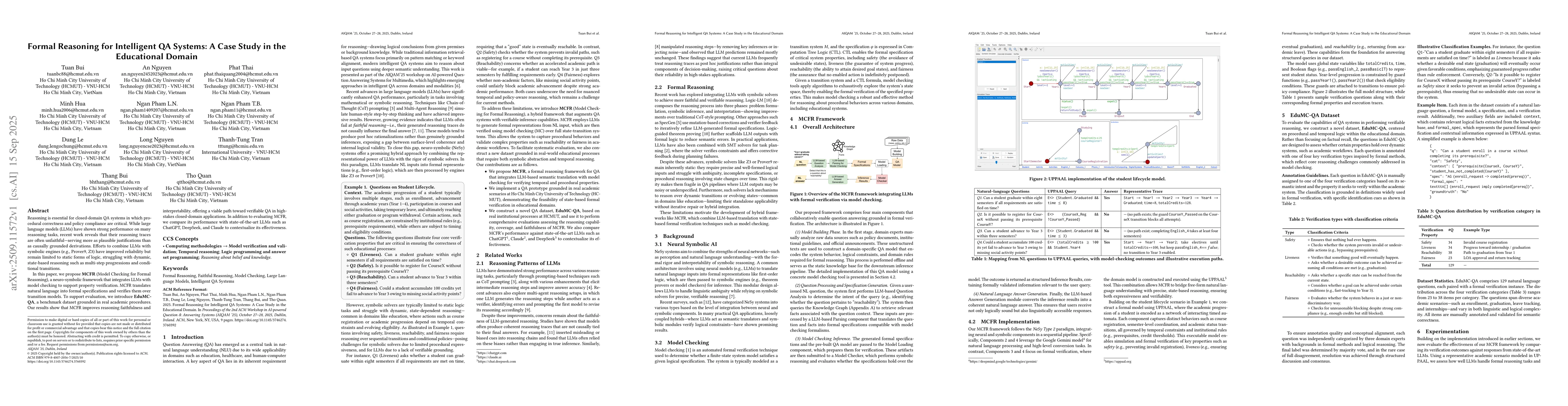 Thumbnail for Formal Reasoning for Intelligent QA Systems: A Case Study in the
  Educational Domain