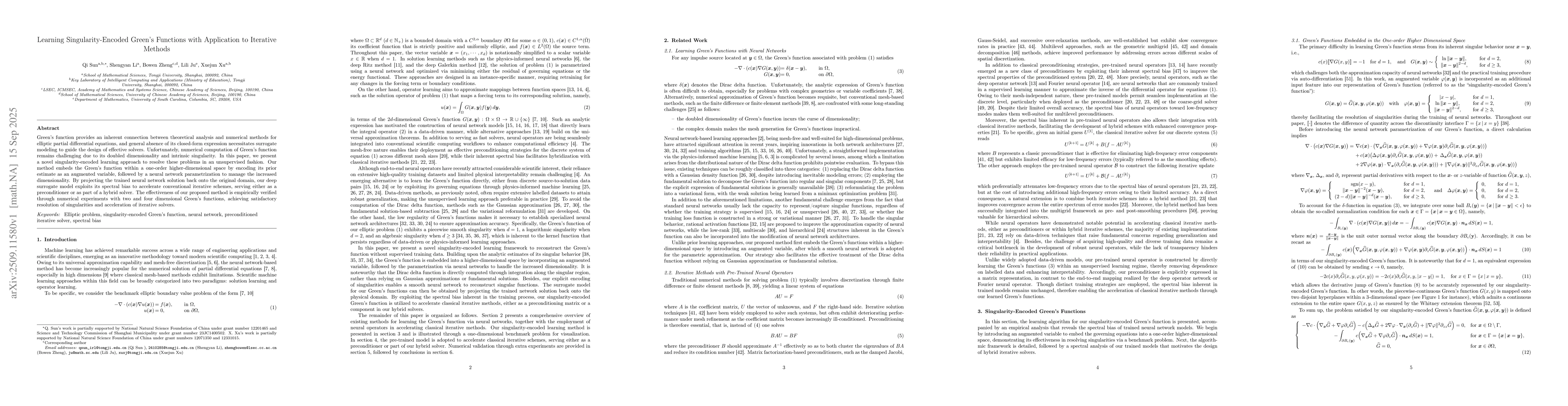 Thumbnail for Learning Singularity-Encoded Green's Functions with Application to
  Iterative Methods