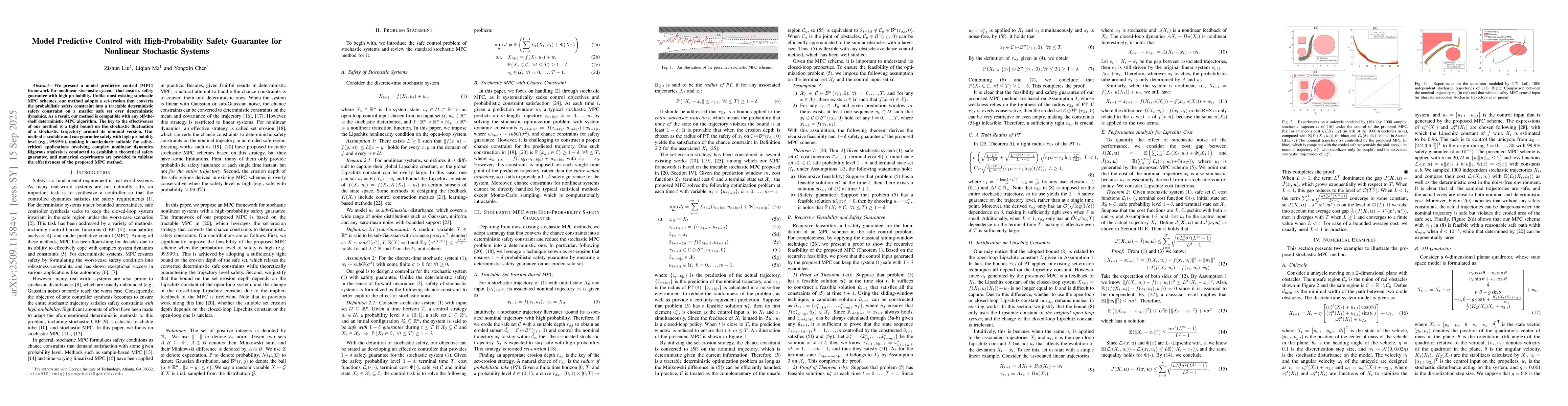 Thumbnail for Model Predictive Control with High-Probability Safety Guarantee for
  Nonlinear Stochastic Systems