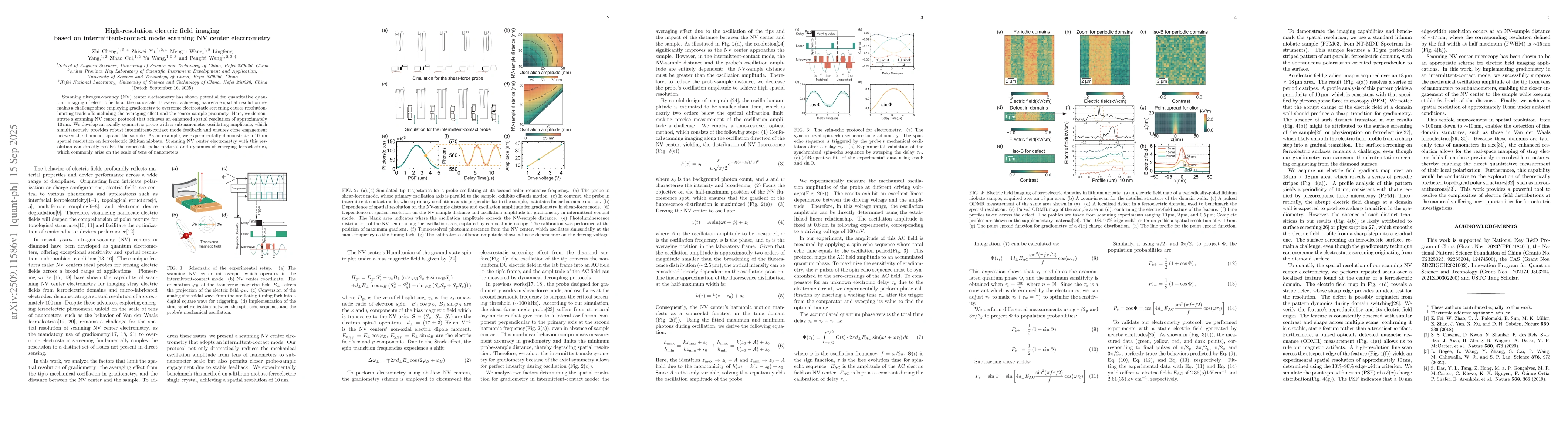 Thumbnail for High-resolution electric field imaging based on intermittent-contact
  mode scanning NV center electrometry
