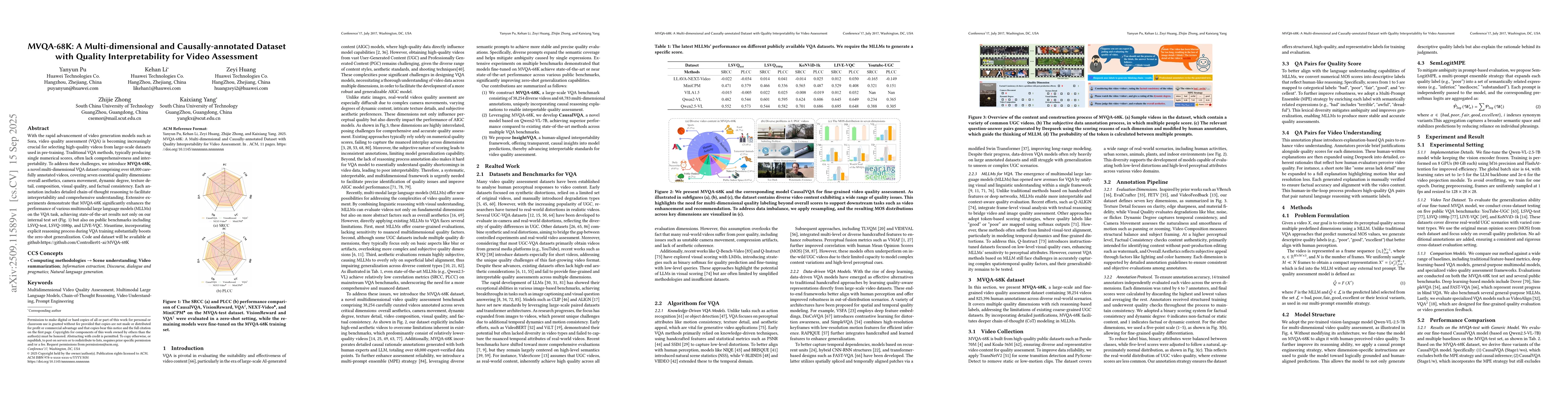 Thumbnail for MVQA-68K: A Multi-dimensional and Causally-annotated Dataset with
  Quality Interpretability for Video Assessment
