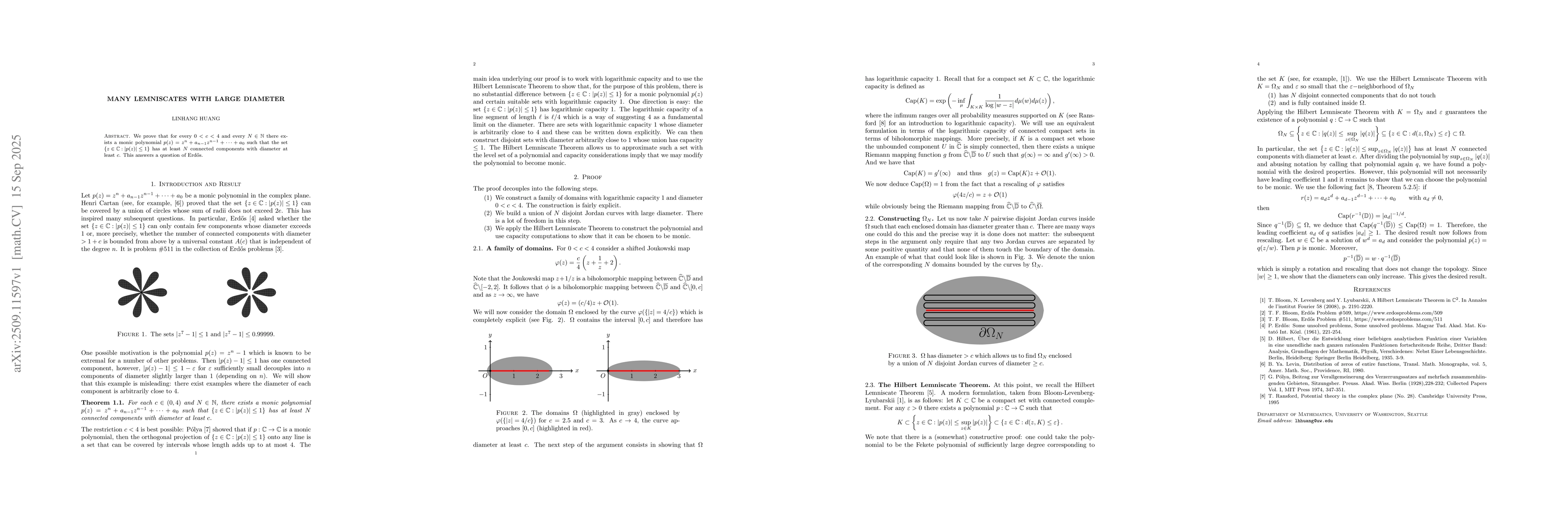 Thumbnail for Many lemniscates with large diameter