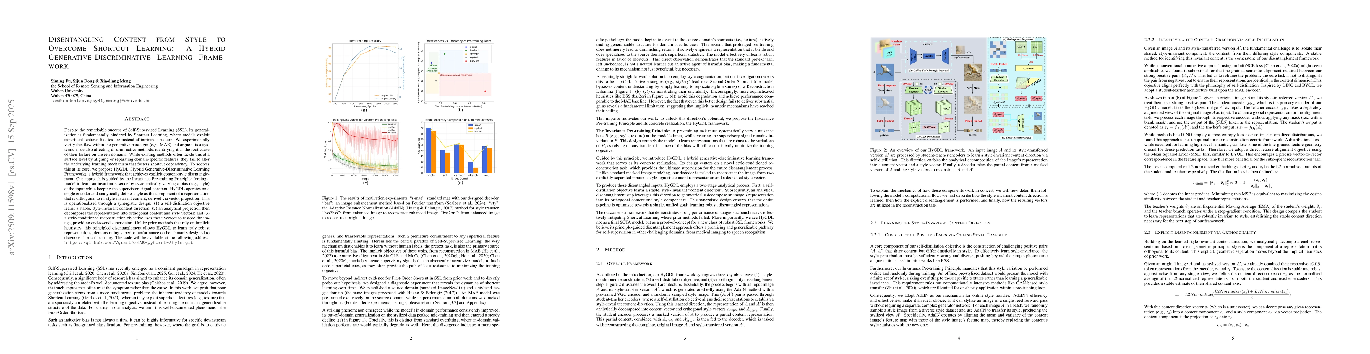 Thumbnail for Disentangling Content from Style to Overcome Shortcut Learning: A Hybrid
  Generative-Discriminative Learning Framework