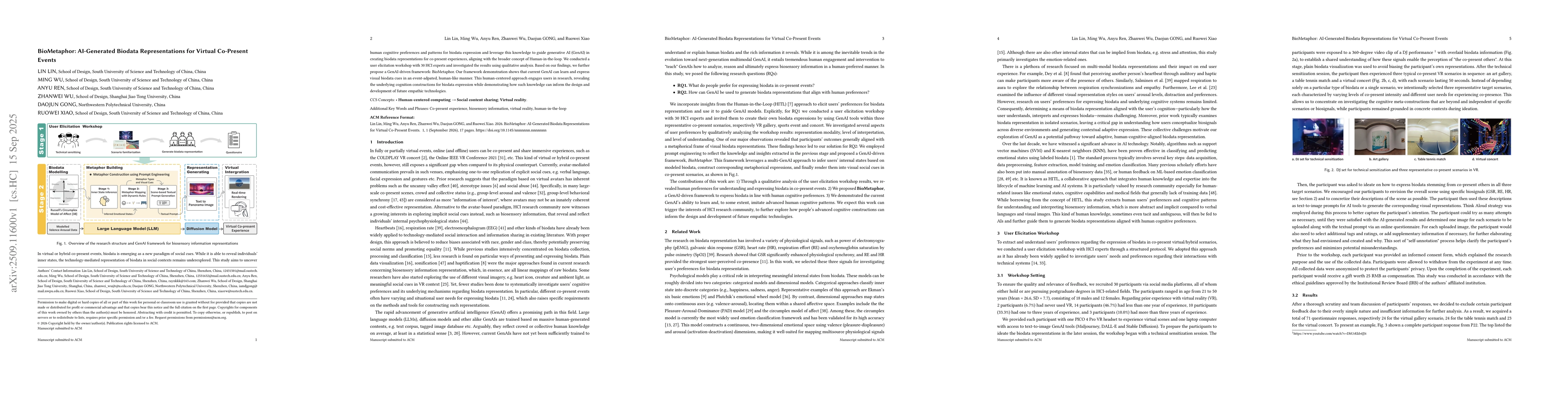 Thumbnail for BioMetaphor: AI-Generated Biodata Representations for Virtual Co-Present
  Events