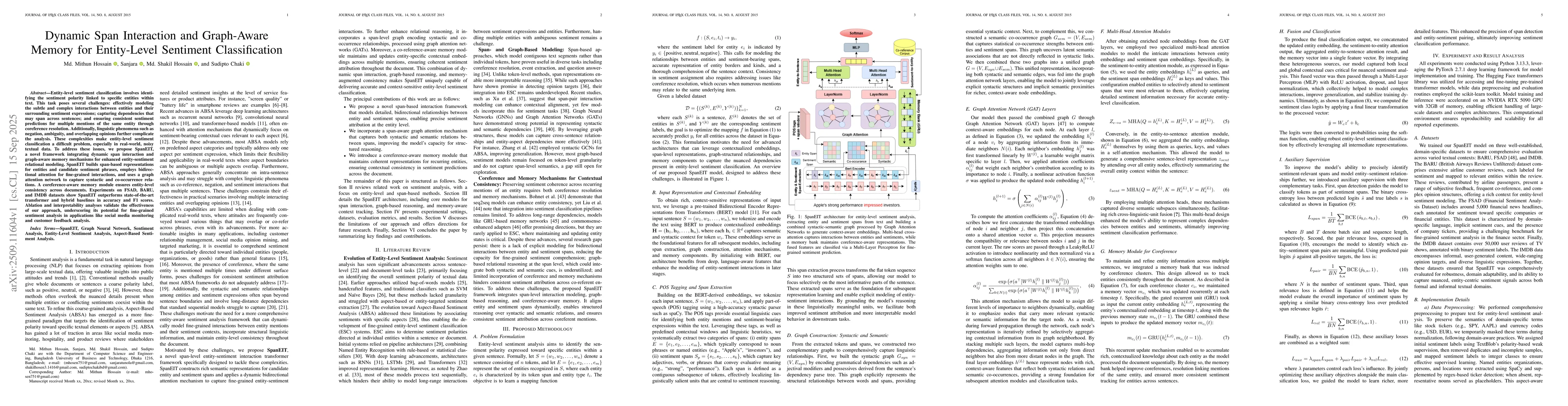 Thumbnail for Dynamic Span Interaction and Graph-Aware Memory for Entity-Level
  Sentiment Classification