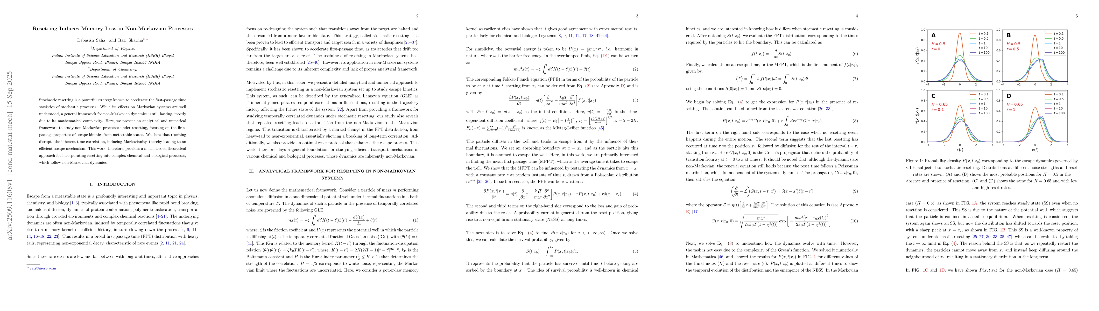 Thumbnail for Resetting Induces Memory Loss in Non-Markovian Processes