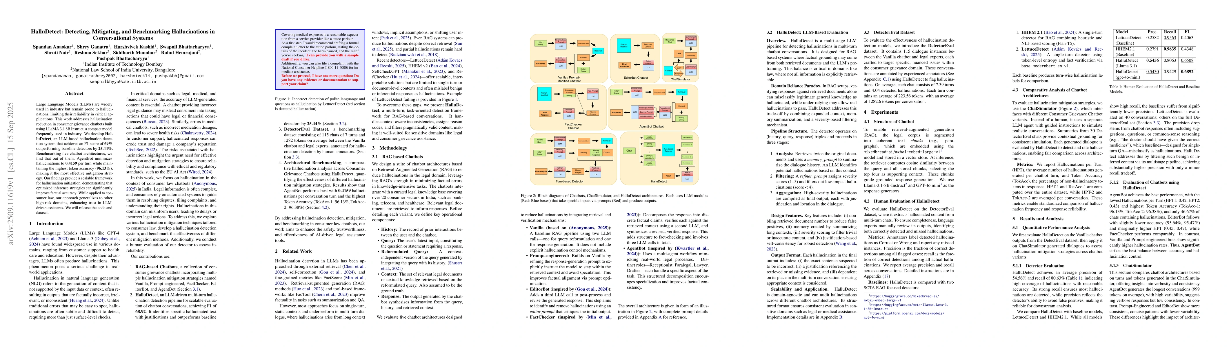 Thumbnail for HalluDetect: Detecting, Mitigating, and Benchmarking Hallucinations in
  Conversational Systems