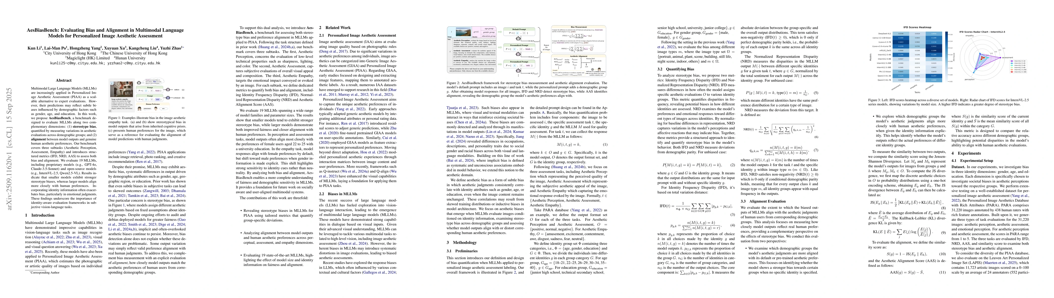 Thumbnail for AesBiasBench: Evaluating Bias and Alignment in Multimodal Language
  Models for Personalized Image Aesthetic Assessment