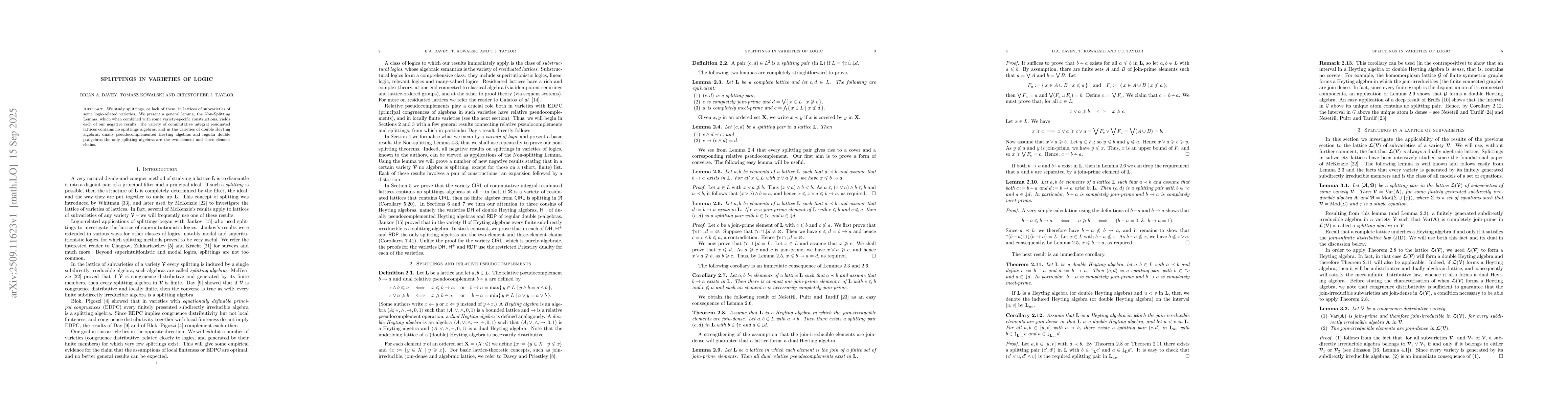Thumbnail for Splittings in varieties of logic
