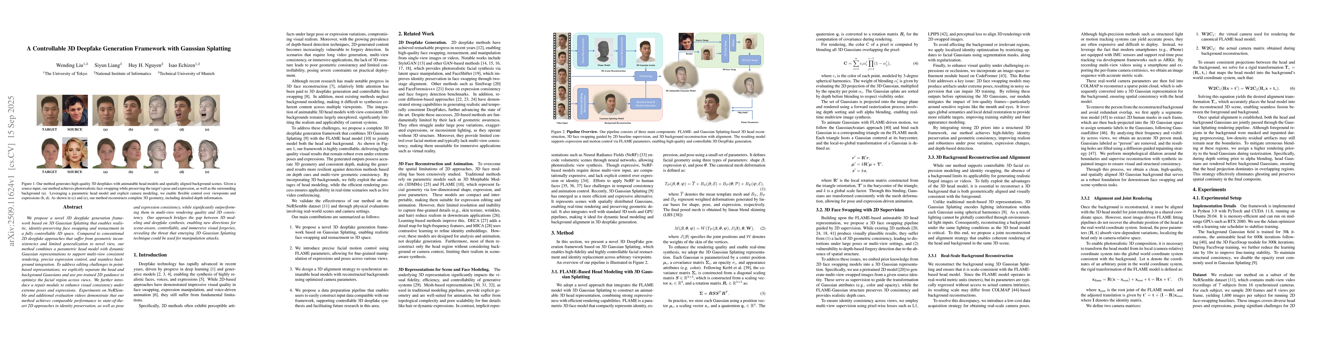 Thumbnail for A Controllable 3D Deepfake Generation Framework with Gaussian Splatting