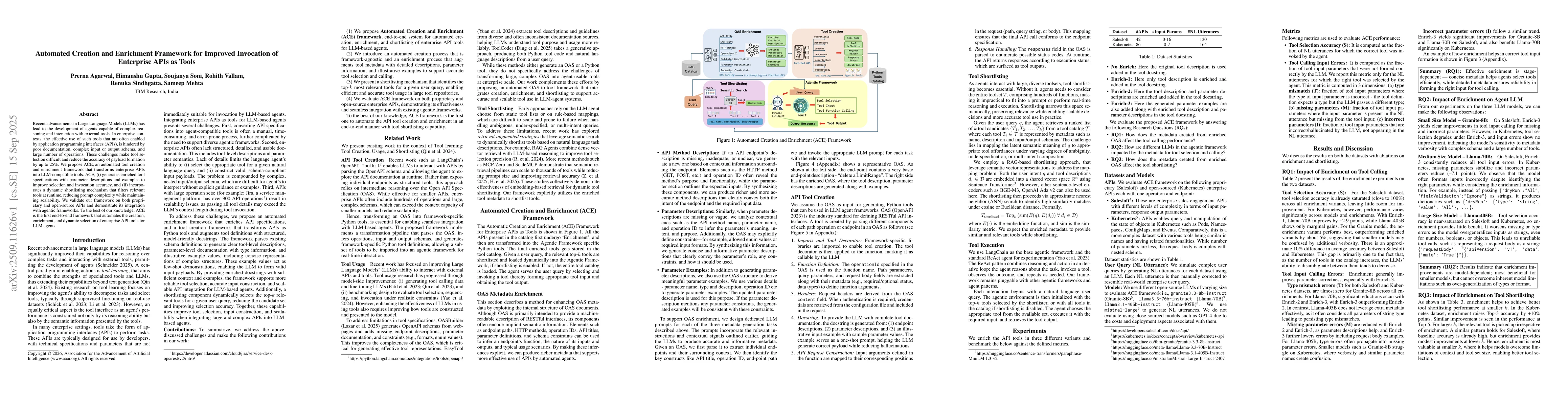 Thumbnail for Automated Creation and Enrichment Framework for Improved Invocation of
  Enterprise APIs as Tools