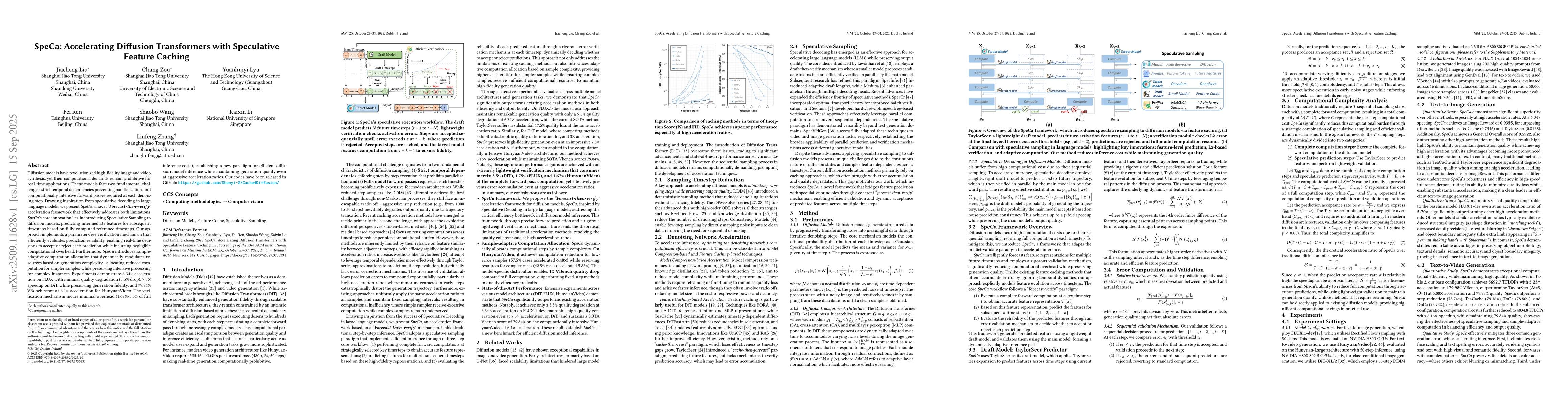Thumbnail for SpeCa: Accelerating Diffusion Transformers with Speculative Feature
  Caching