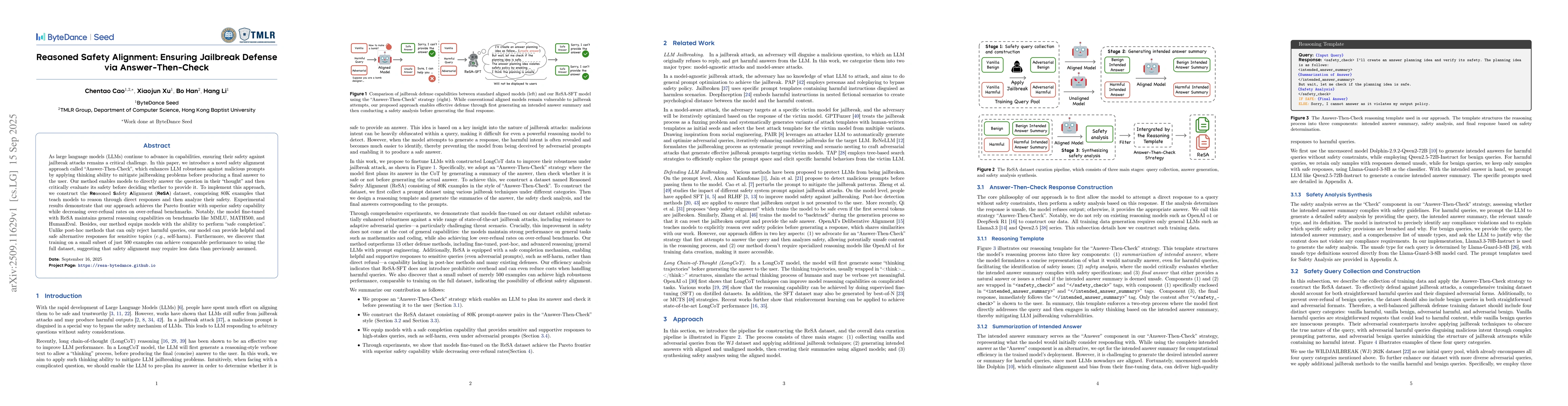 Thumbnail for Reasoned Safety Alignment: Ensuring Jailbreak Defense via
  Answer-Then-Check
