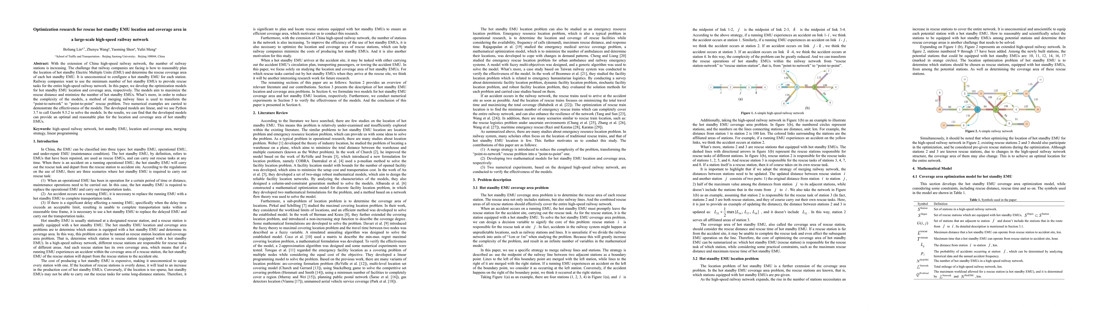 Thumbnail for Optimization research for rescue hot standby EMU location and coverage
  area in a large-scale high-speed railway network