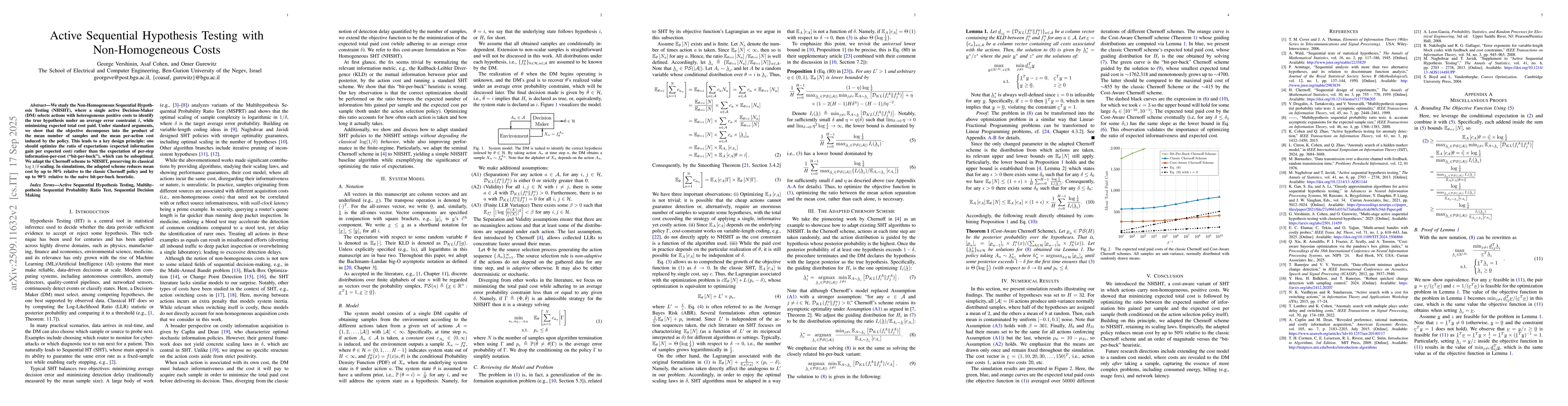 Thumbnail for Active Sequential Hypothesis Testing with Non-Homogeneous Costs