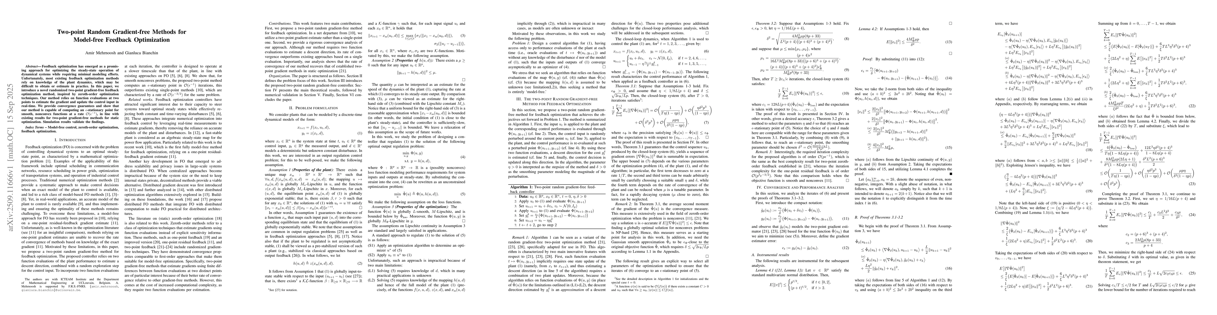Thumbnail for Two-point Random Gradient-free Methods for Model-free Feedback
  Optimization