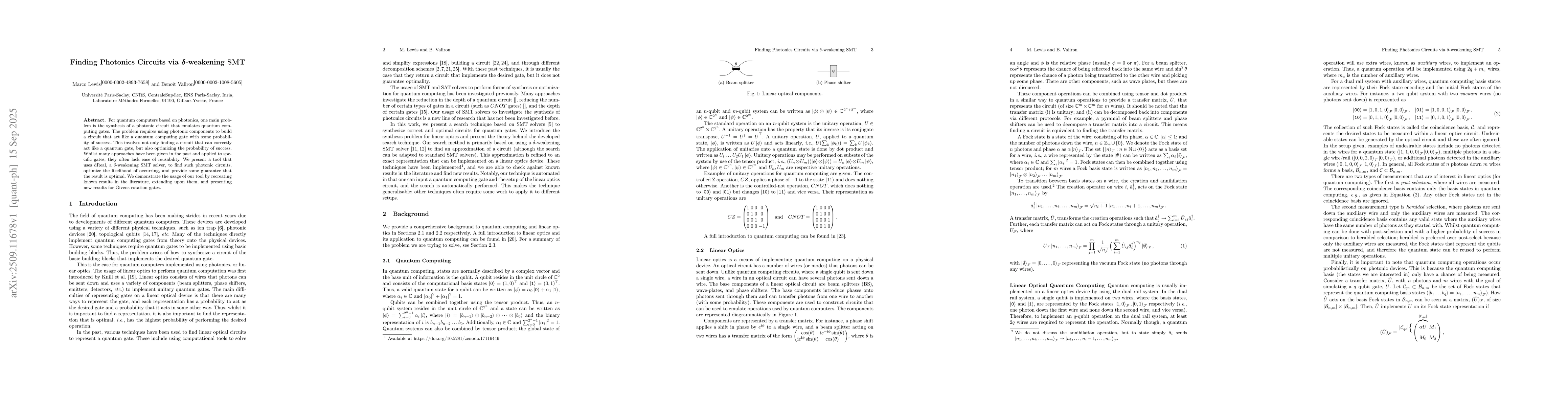 Thumbnail for Finding Photonics Circuits via $δ$-weakening SMT