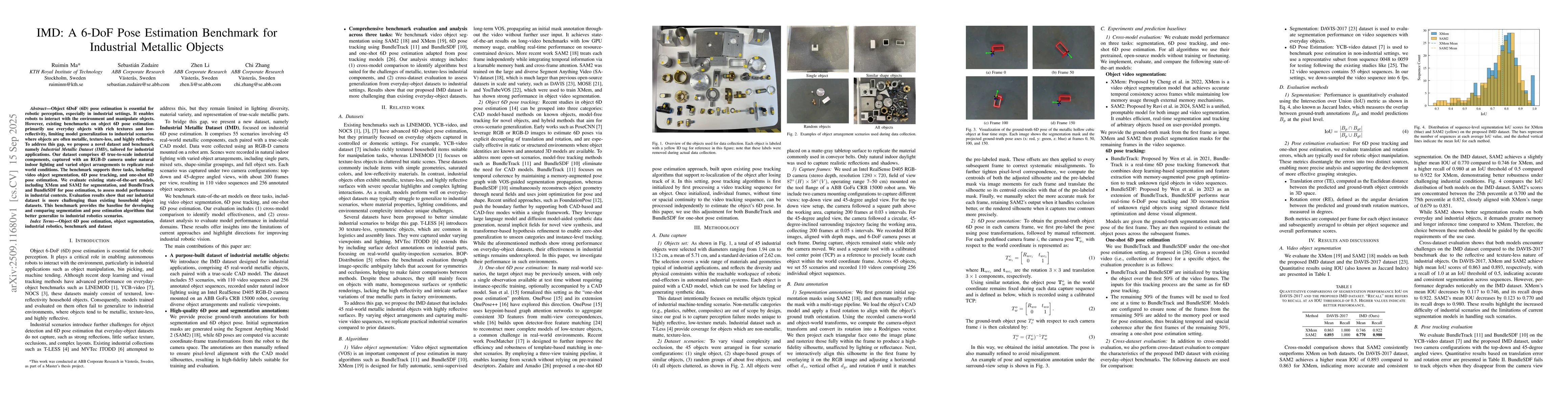 Thumbnail for IMD: A 6-DoF Pose Estimation Benchmark for Industrial Metallic Objects