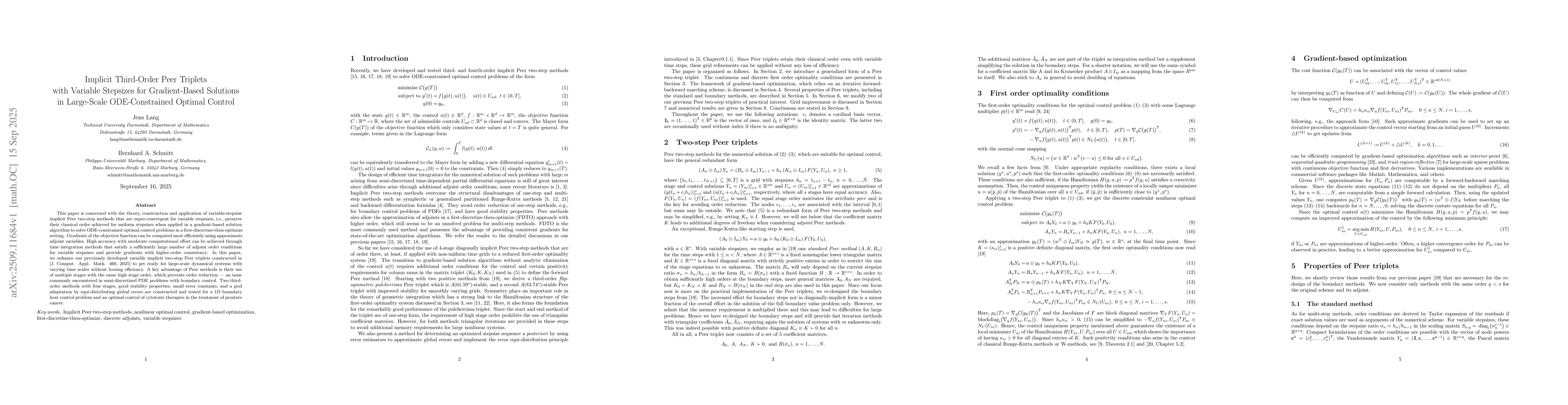 Thumbnail for Implicit Third-Order Peer Triplets with Variable Stepsizes for
  Gradient-Based Solutions in Large-Scale ODE-Constrained Optimal Control