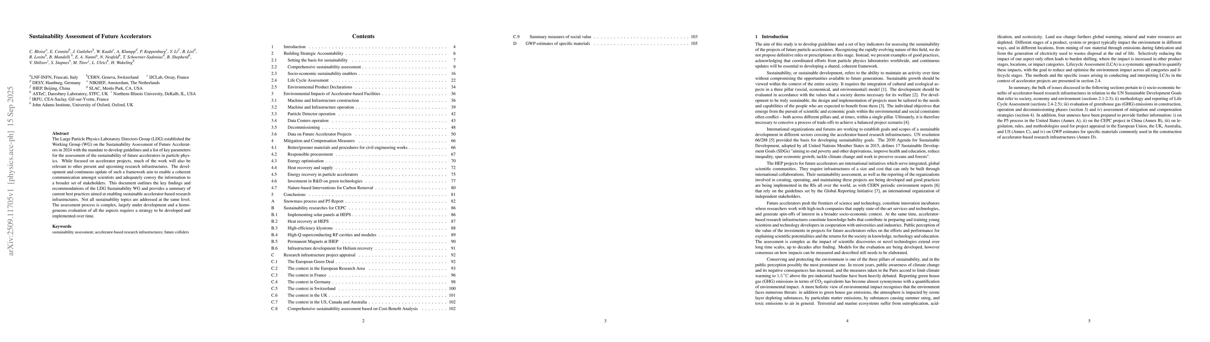 Thumbnail for Sustainability Assessment of Future Accelerators