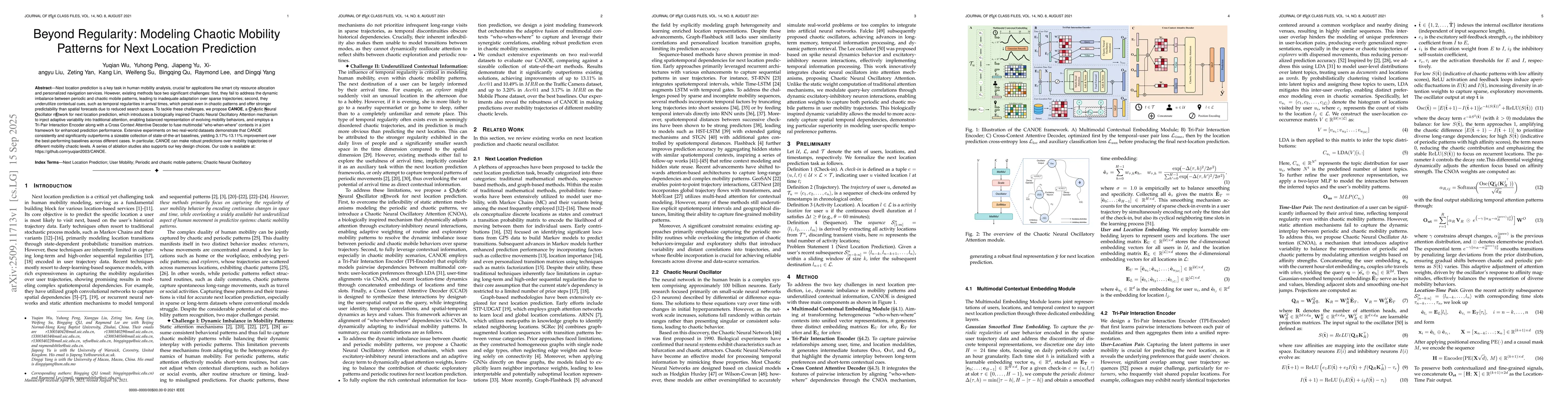 Thumbnail for Beyond Regularity: Modeling Chaotic Mobility Patterns for Next Location
  Prediction