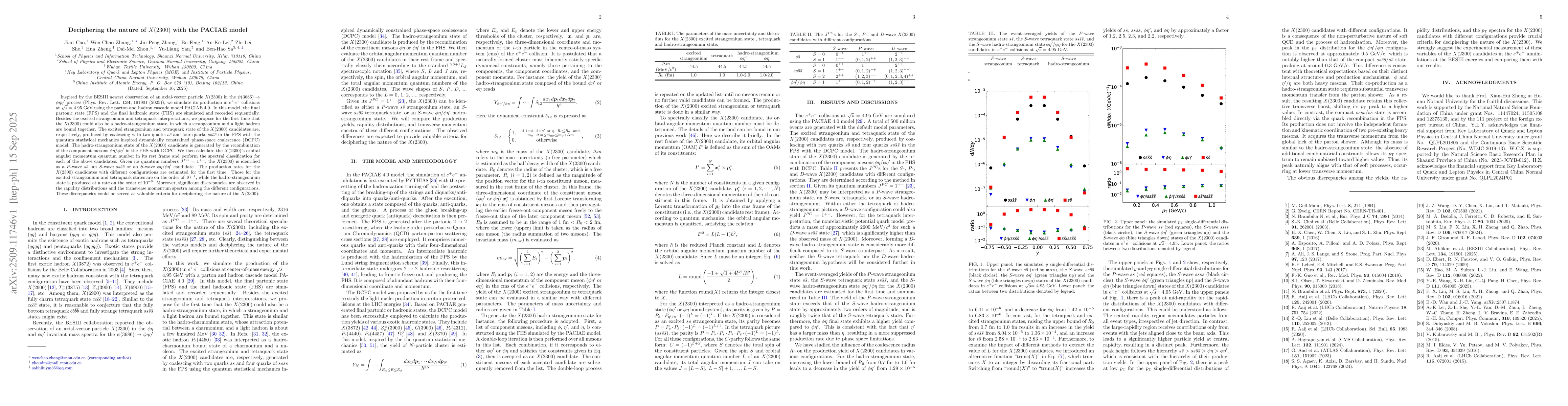 Thumbnail for Deciphering the nature of $X(2300)$ with the PACIAE model