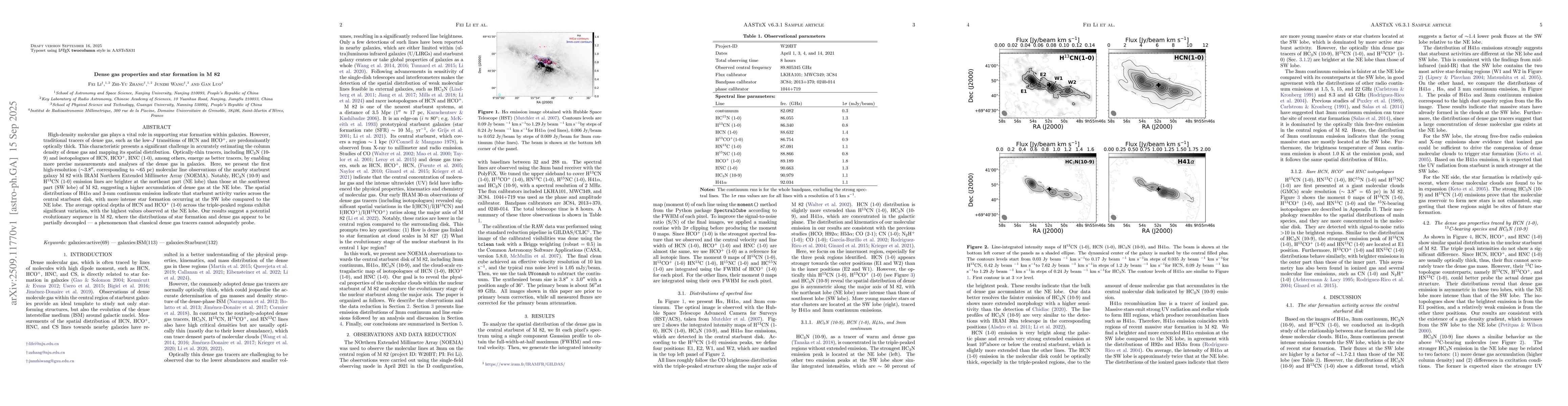 Thumbnail for Dense gas properties and star formation in M 82