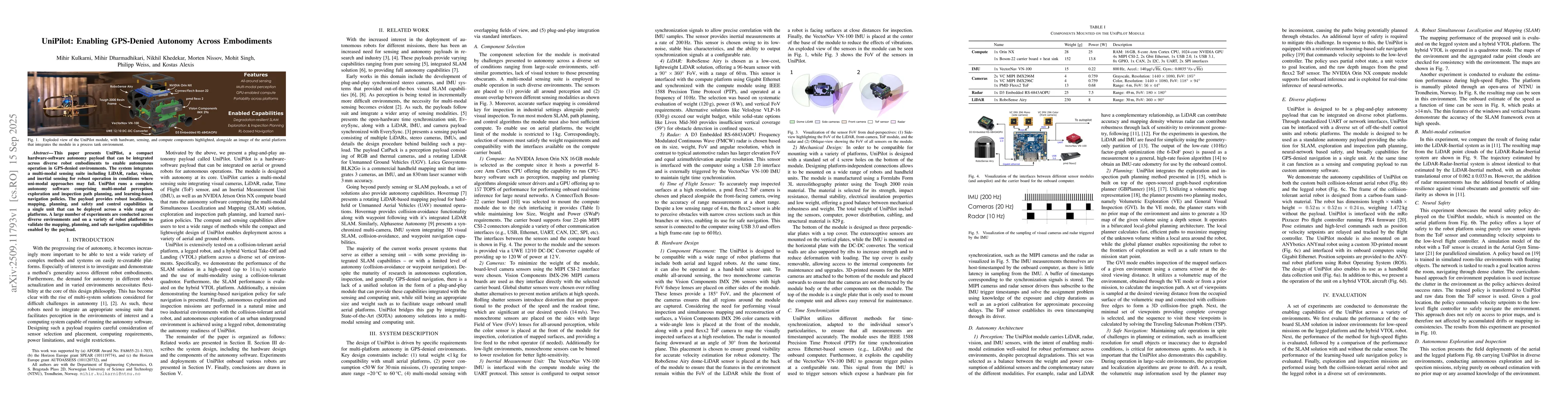 Thumbnail for UniPilot: Enabling GPS-Denied Autonomy Across Embodiments