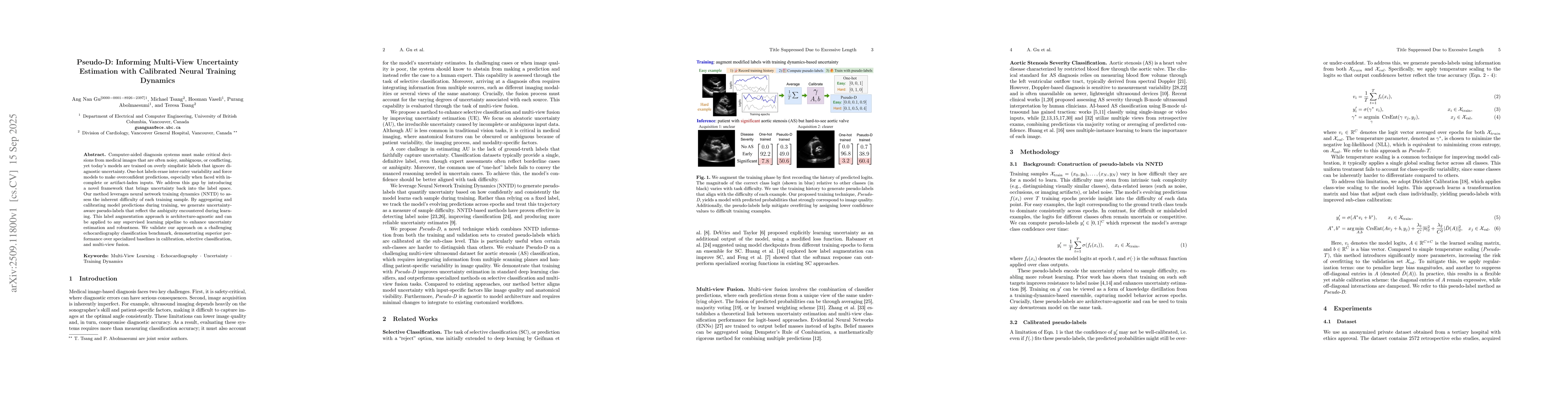 Thumbnail for Pseudo-D: Informing Multi-View Uncertainty Estimation with Calibrated
  Neural Training Dynamics