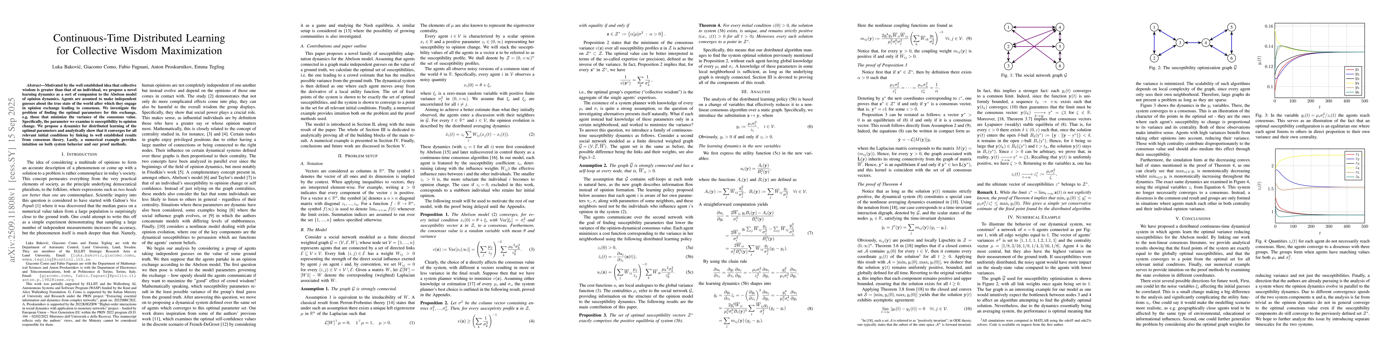 Thumbnail for Continuous-Time Distributed Learning for Collective Wisdom Maximization
