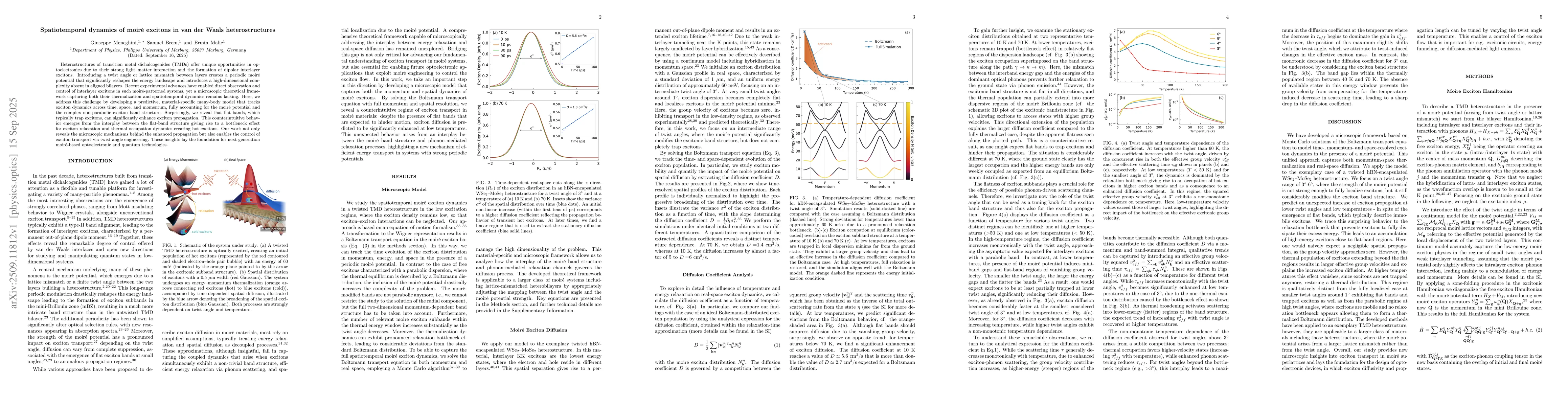 Thumbnail for Spatiotemporal dynamics of moiré excitons in van der Waals
  heterostructures