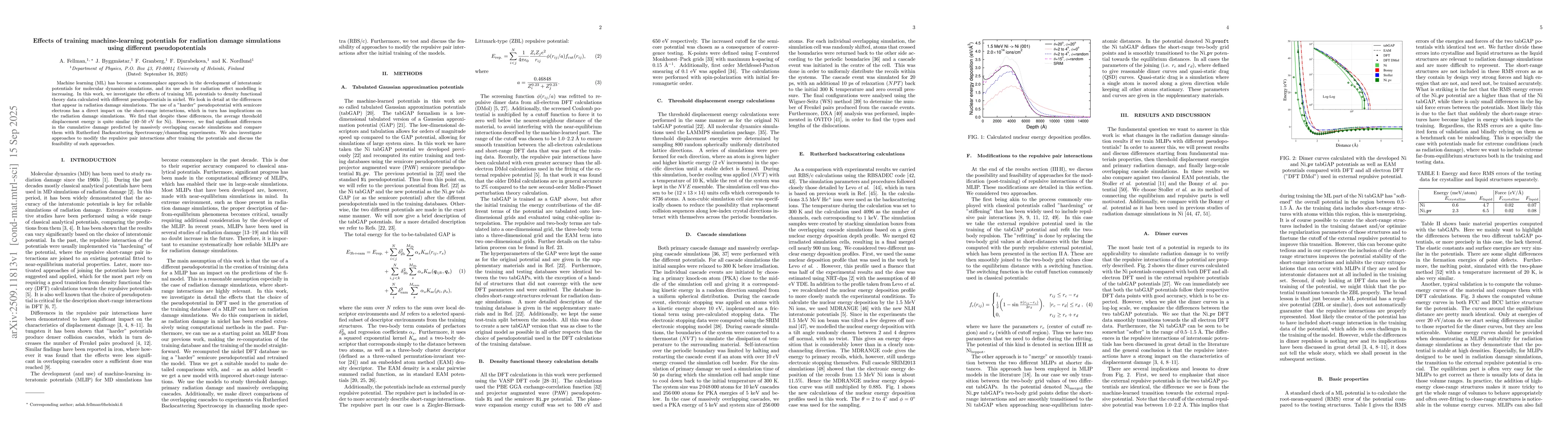 Thumbnail for Effects of training machine-learning potentials for radiation damage
  simulations using different pseudopotentials