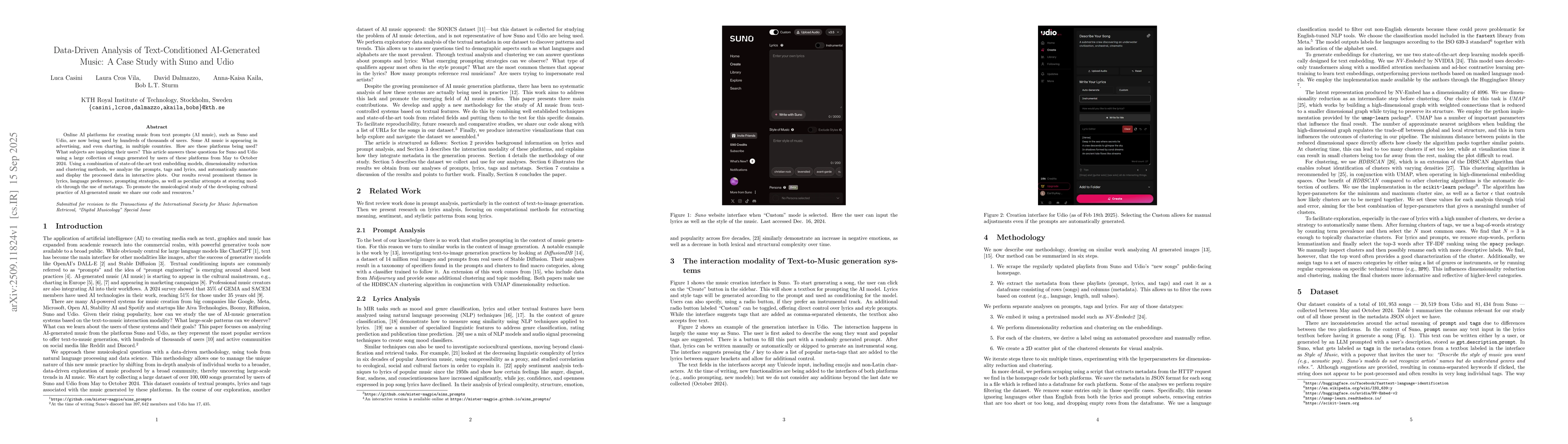 Thumbnail for Data-Driven Analysis of Text-Conditioned AI-Generated Music: A Case
  Study with Suno and Udio