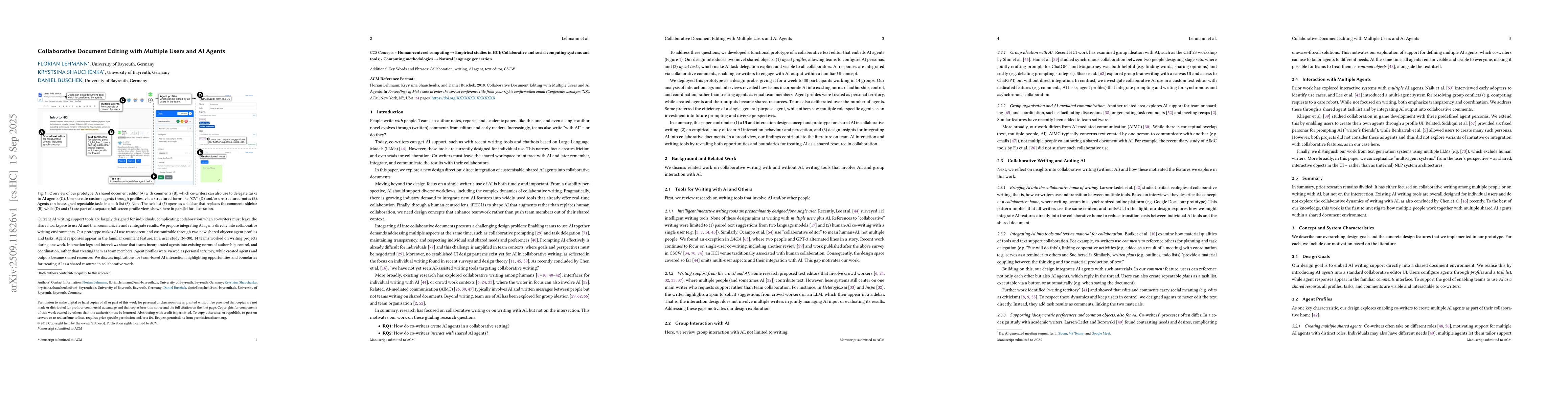 Thumbnail for Collaborative Document Editing with Multiple Users and AI Agents
