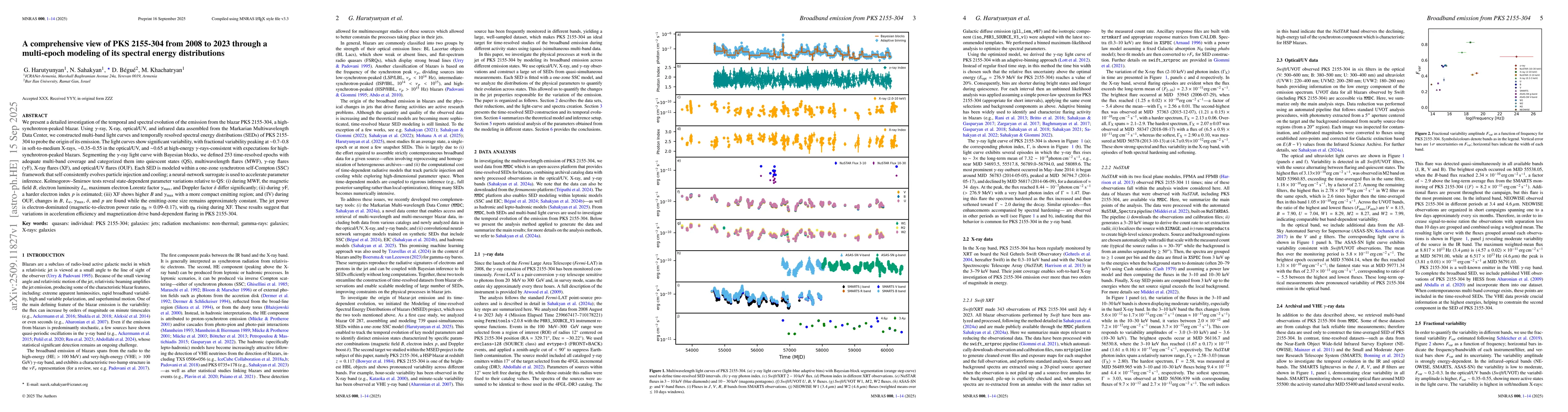 Thumbnail for A comprehensive view of PKS 2155-304 from 2008 to 2023 through a
  multi-epoch modeling of its spectral energy distributions