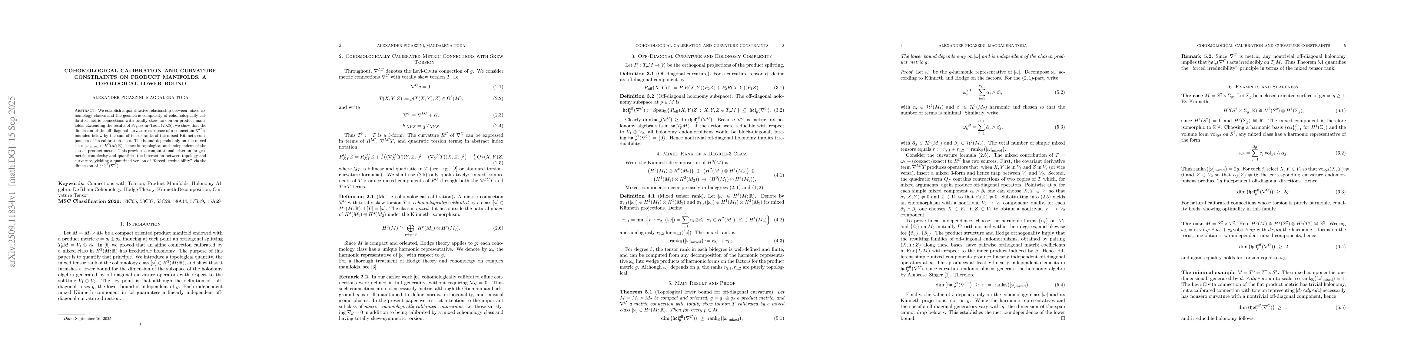 Thumbnail for Cohomological Calibration and Curvature Constraints on Product
  Manifolds: A Topological Lower Bound