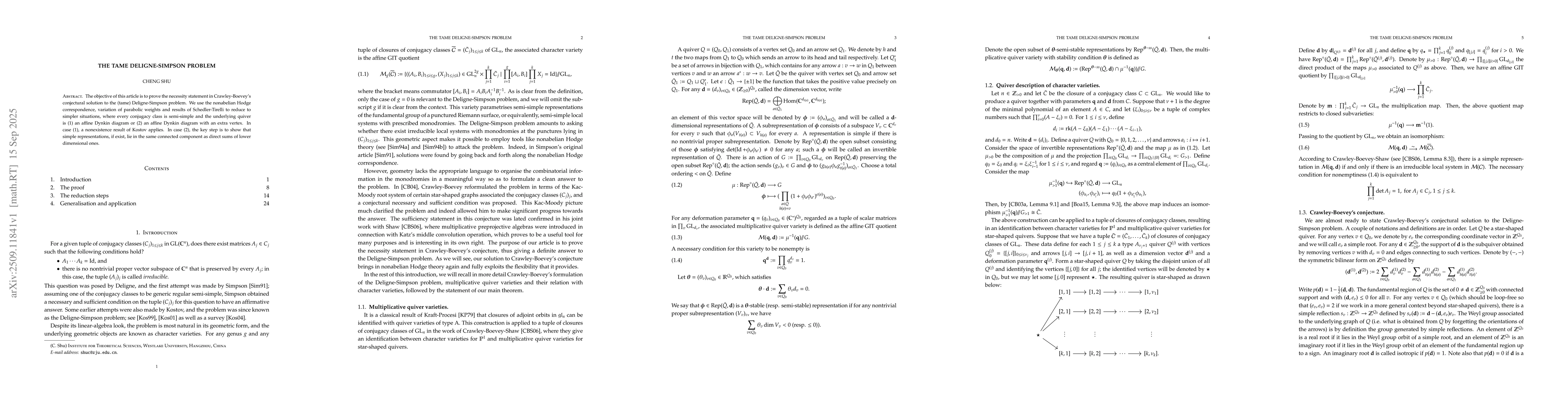 Thumbnail for The tame Deligne-Simpson problem