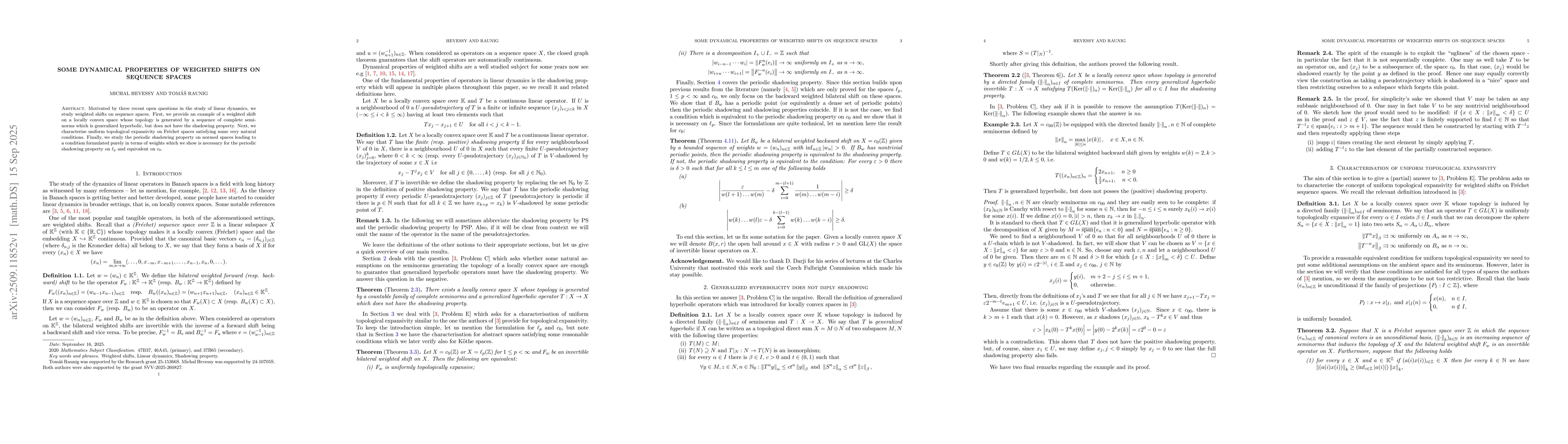 Thumbnail for Some dynamical properties of weighted shifts on sequence spaces