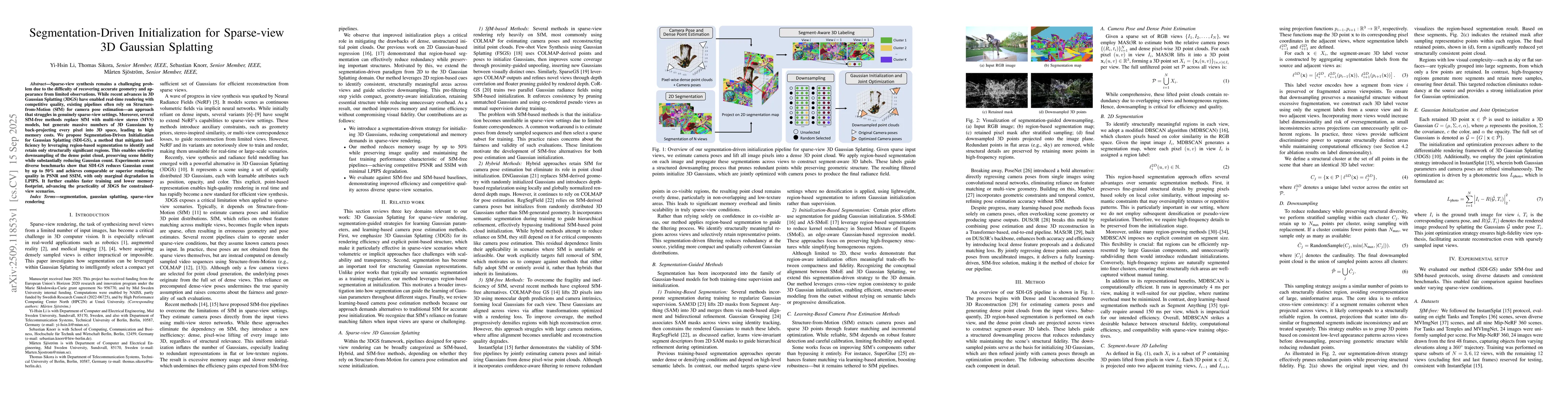 Thumbnail for Segmentation-Driven Initialization for Sparse-view 3D Gaussian Splatting