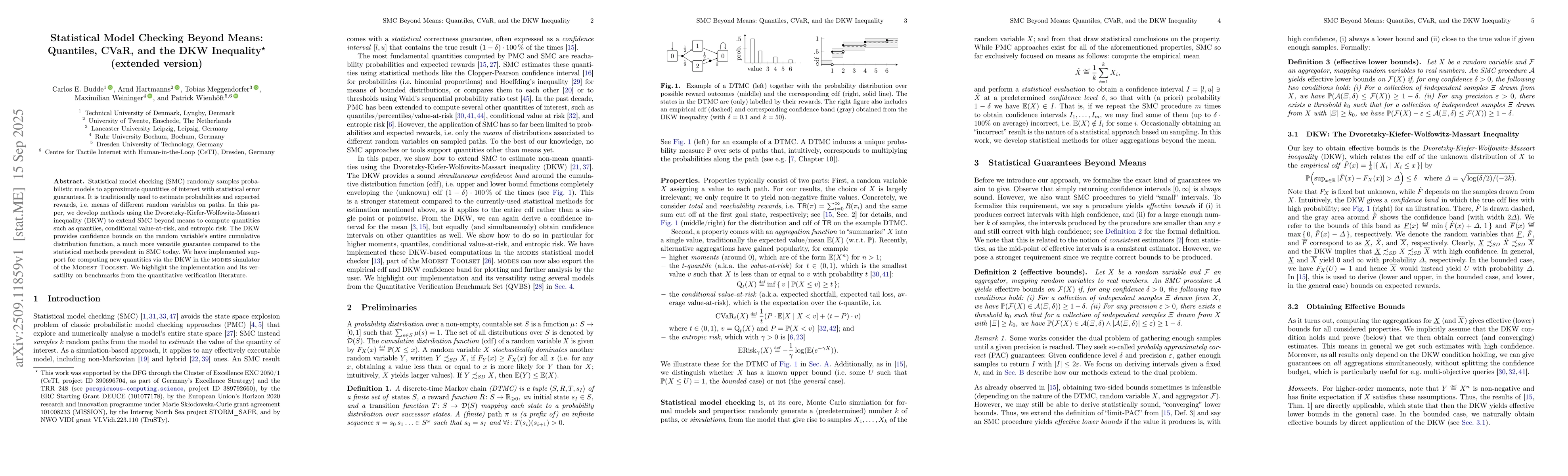 Thumbnail for Statistical Model Checking Beyond Means: Quantiles, CVaR, and the DKW
  Inequality (extended version)