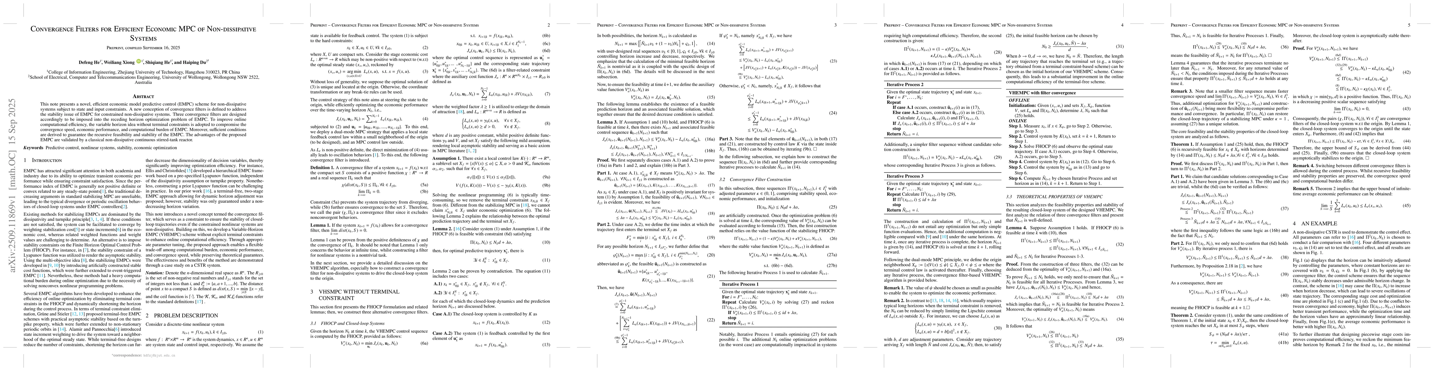 Thumbnail for Convergence Filters for Efficient Economic MPC of Non-dissipative
  Systems