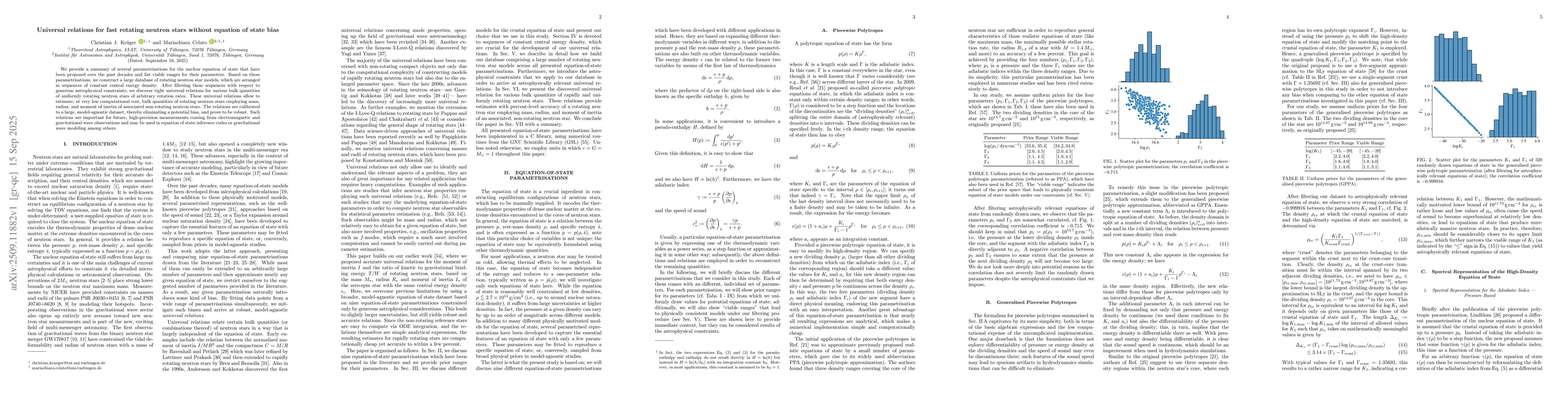 Thumbnail for Universal relations for fast rotating neutron stars without equation of
  state bias