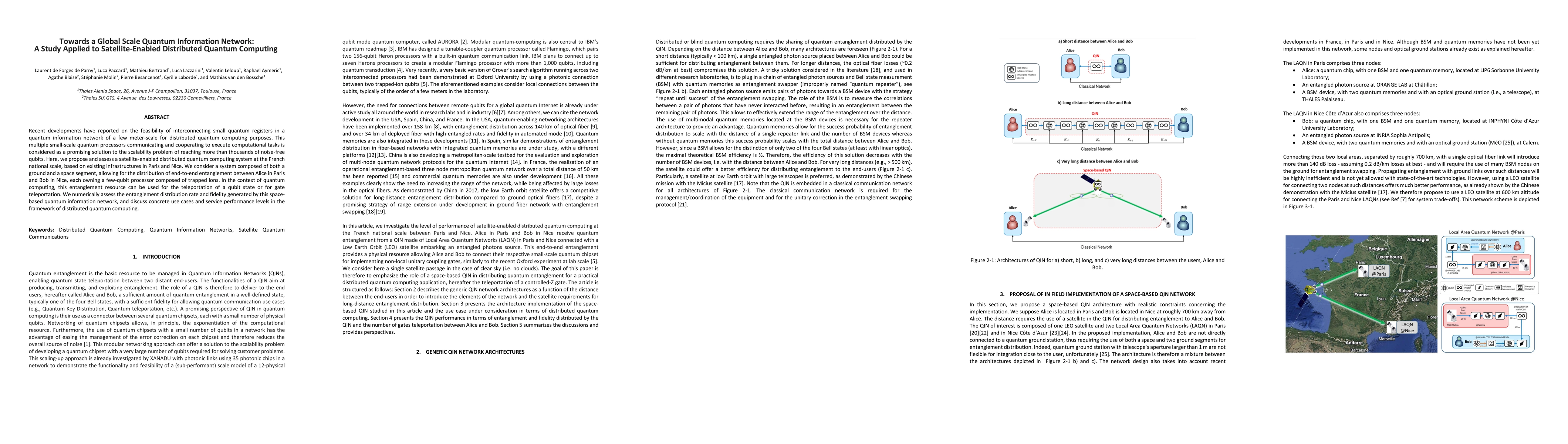 Thumbnail for Towards a Global Scale Quantum Information Network: A Study Applied to
  Satellite-Enabled Distributed Quantum Computing