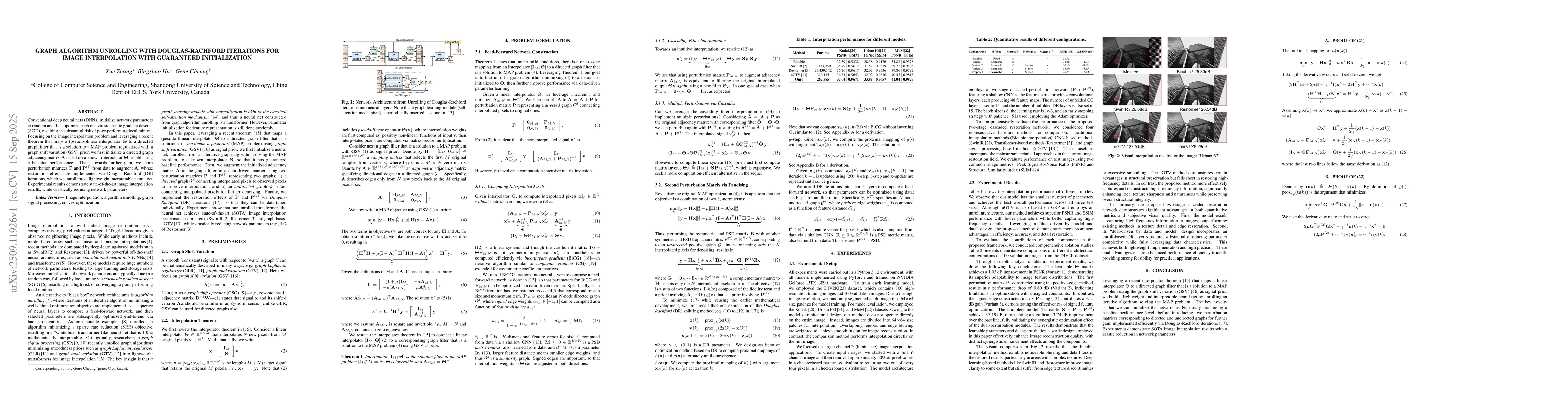 Thumbnail for Graph Algorithm Unrolling with Douglas-Rachford Iterations for Image
  Interpolation with Guaranteed Initialization