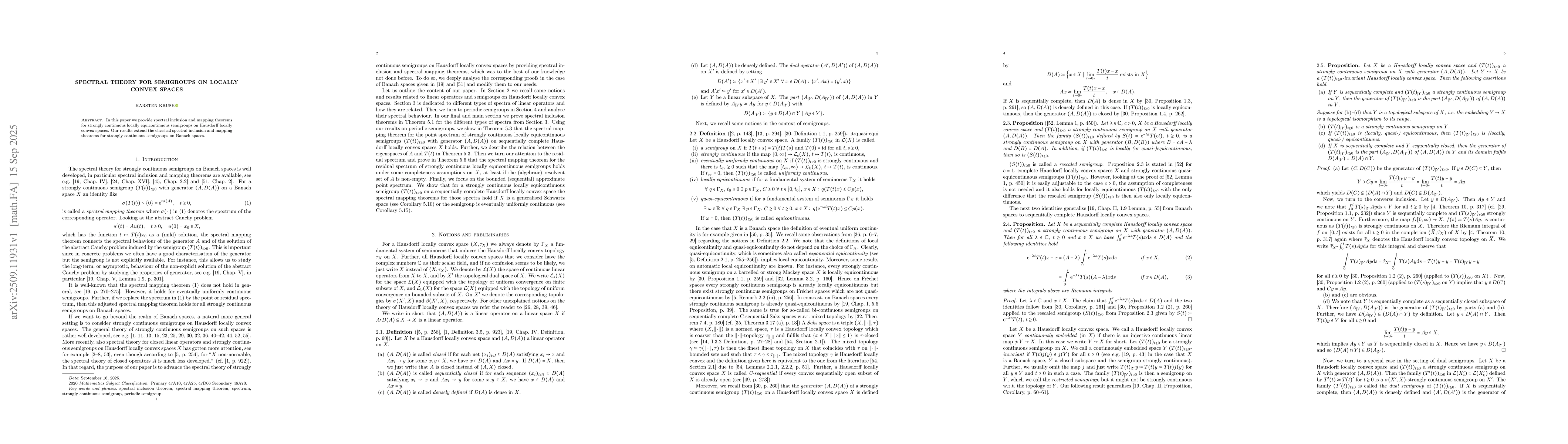 Thumbnail for Spectral theory for semigroups on locally convex spaces